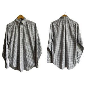 NWOT Vineyard Vines Gray White Gingham Plaid Whale Shirt 100% Cotton Size Small